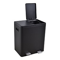 ΚΑΔΟΣ ΑΠΟΡΡΙΜΑΤΩΝ ΔΙΠΛΟΣ 20L ΚΑΙ 20L SOFT CLOSE ΙΝΟΧ ΜΑΥΡΟ ΜΑΤ ANKOR  850259