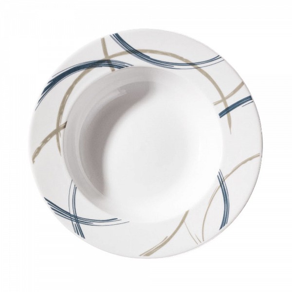 ΠΙΑΤΟ ΒΑΘΥ ΠΟΡΣΕΛΑΝΙΝΟ ΜΠΛΕ ΡΑΦ ΚΑΙ ΜΠΕΖ ΚΑΜΠΥΛΕΣ ΓΡΑΜΜΕΣ 21,5εκ. ANKOR