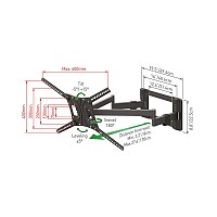 Βάση Τηλεόρασης Τοίχου BM464L Barkan 13 - 90 με Διπλό Βραχίονα και Κλίση