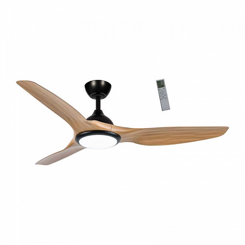 Ανεμιστήρας Οροφής PRCF-80722 Primo 52'' 132εκ. Με Τηλεχειριστήριο 1Φως LED 3Φτερά Μαυρος με ξύλινα φτερά