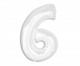 Number B&C White White number 6 foil balloon 92 cm