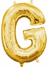 Number Gold, Golden mini G letter foil balloon 33 cm