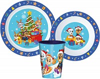 Paw Patrol Holiday Christmas Tableware Set, Micro Plastic Set, with 260 ml Cup