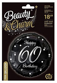 Happy Birthday 60 B&C Silver fólia lufi 36 cm