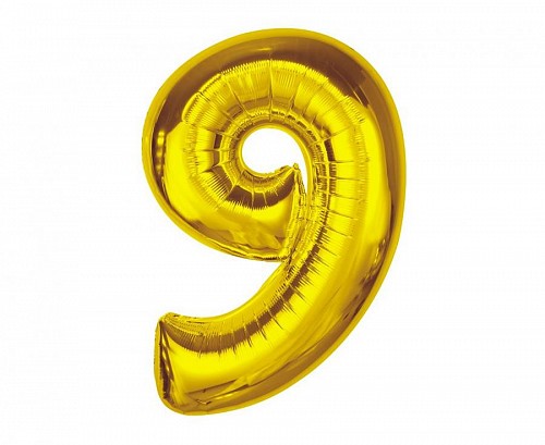 Number Gold Gold Number 9 Foil Balloon 92 cm