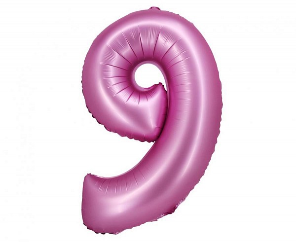 Number Satin Pink, Pink number 9 foil balloon 76 cm