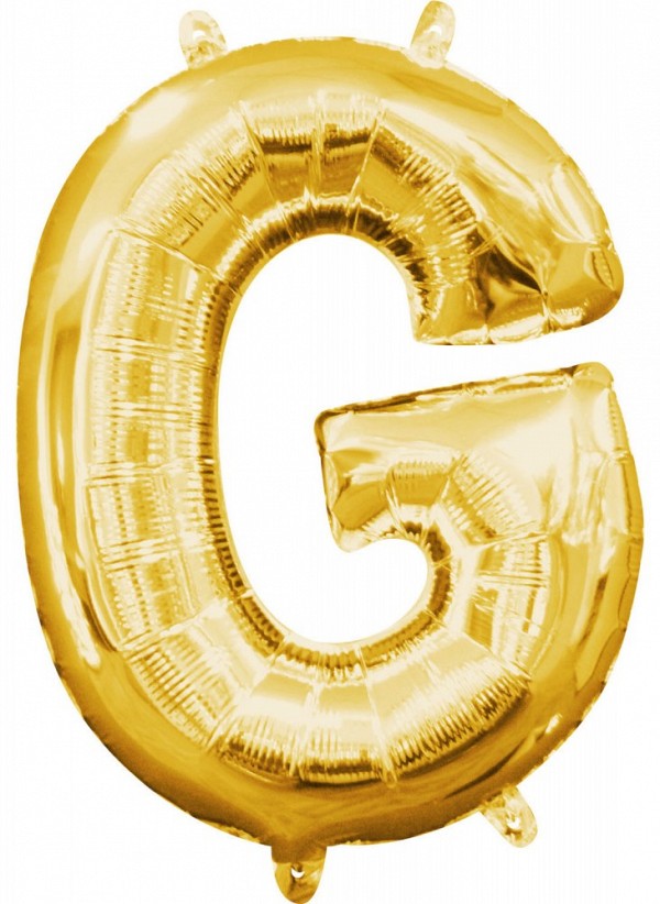 Number Gold, Golden mini G letter foil balloon 33 cm