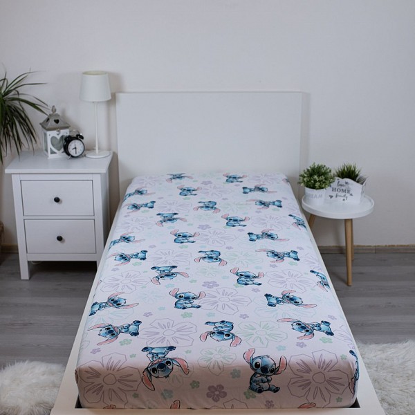 Disney Lilo and Stitch Ohana White Fitted sheet 90x200 cm