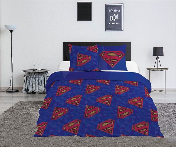 Superman Blue double, double duvet cover 240×220cm, 65x65 cm