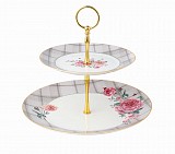 Πιατέλα-Τουρτιέρα Πορσελάνης 2όροφη Floral Paris Roses Μ28100-2
