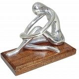 Κηροπήγιο Διακοσμητική Μεταλλική γυναικεία φιγούρα Σε Ξύλινη Βάση