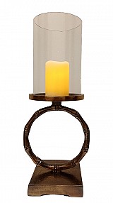 Κηροπήγιο Μπρονζέ Με Γυαλί Μεταλλικό 31εκ.