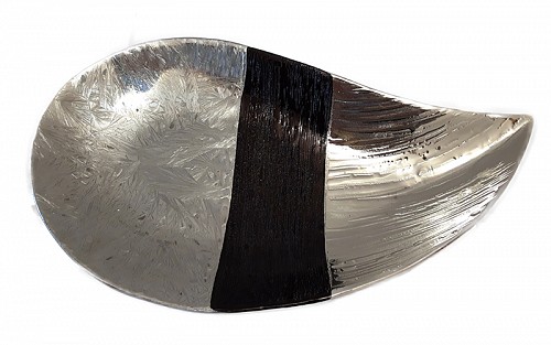 Πιατέλα Κεραμική Φύλλο Μαύρο/Ασημί