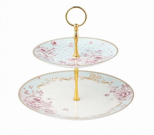 Πιατέλα-Τουρτιέρα Πορσελάνης 2όροφη Floral Paris Roses Μ28020-2