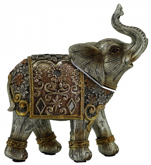 Διακοσμητικό Ελεφαντάκι Πολυεστερικό Ασημί/Χρυσό 11x5.5x12.5εκ. LM