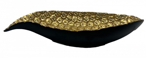 Polyresin Μαύρη-Χρυσή Πιατέλα Με Μύτη 35x17x6.5cm
