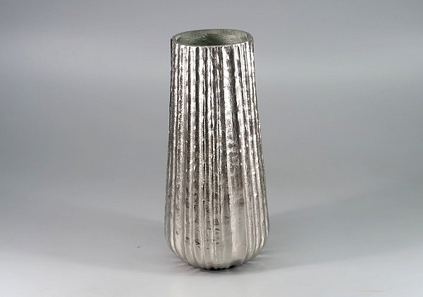 Διακοσμητικό Μεταλλικό  Βάζο Σωλήνας Ασημί 33x15cm