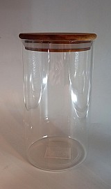 Βάζο Αποθήκευσης Γυάλινο Με Ξύλινο Καπάκι  10x18cm  1100ml