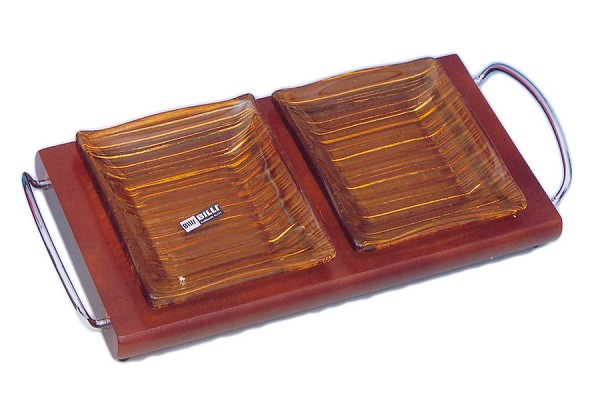 Ορντεβιέρα γυάλινη 2 θέσεων σε ξύλινη βάση GW427