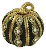 Διακοσμητική Πολυεστερική Κολοκύθα Μαύρη -Χρυσή  15x15x14.5cm