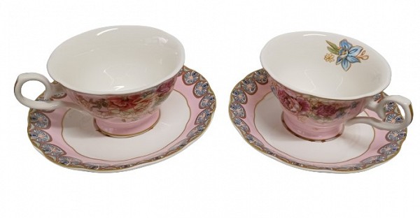 Σετ Φλυτζάνια Τσαγιού Πορσελάνης 2τεμ. Pink Flowers Garden 8.5x15cm