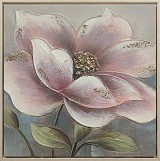 Πίνακας Σε Καμβά Λουλούδι σε Ασημί Κάδρο 42.5x42.5x2.8cm