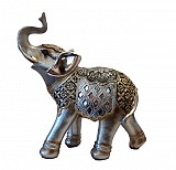Ελέφαντας polyresin ασημένιος με χρυσά/μαύρα σχέδια