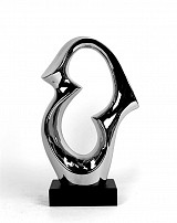 Κεραμικό Ασημί Διακοσμητικό Σχέδιο Αφηρημένο Σε Βάση 35.5cm