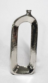 Ασημί Διακοσμητικό Επιτραπέζιο Σφυρήλατο Βάζο 13x2.5x30.5cm