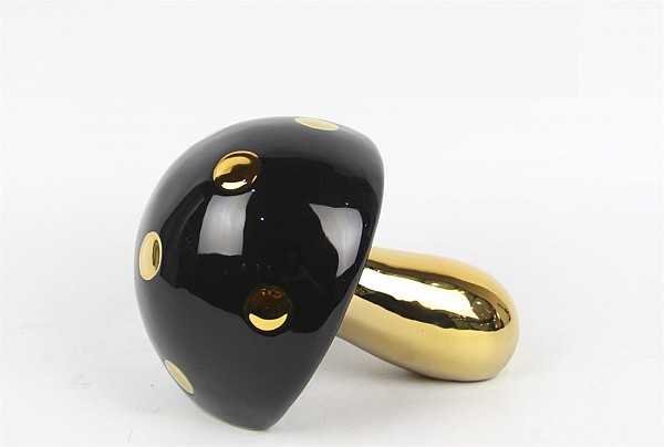 Μανιτάρι Διακοσμητικό Κεραμικό Χρυσό/Μαύρο 20.50cm