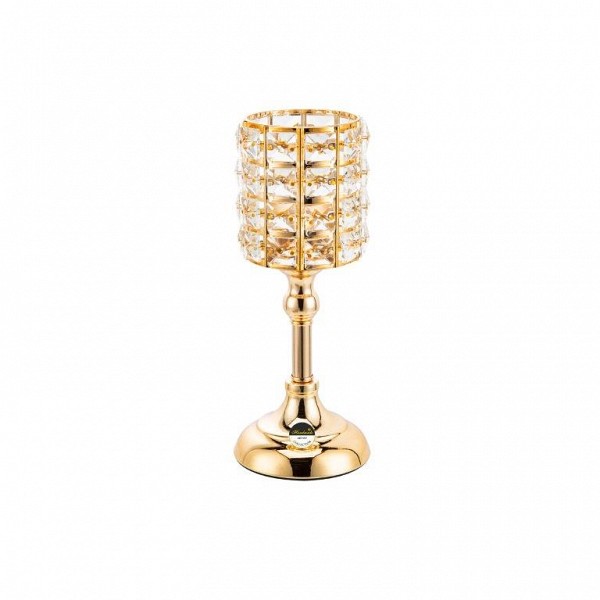 Μεταλλικό Γυάλινο Χρυσό Διακοσμητικό Κηροπήγιο 8x11x27.2cm