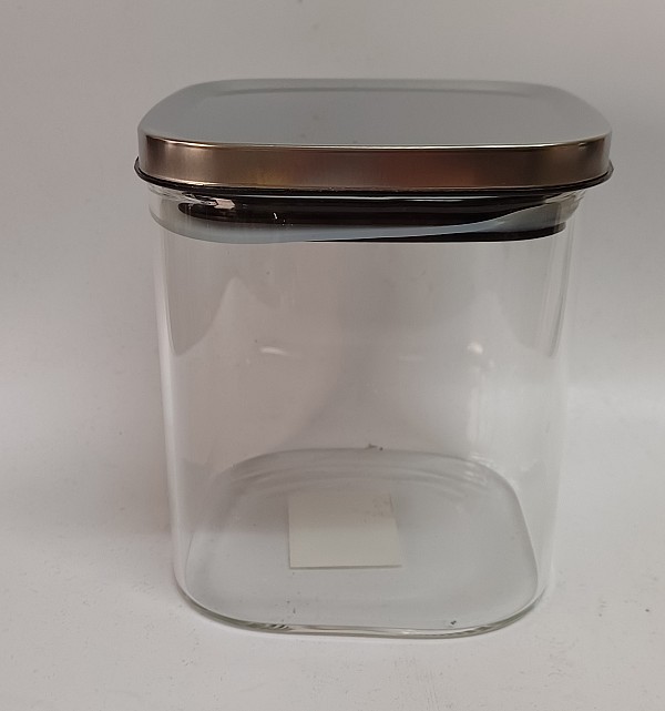 Βάζο δοχείο αποθήκευσης γυάλινο με μεταλλικό καπάκι 650ml