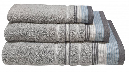 Πετσέτα ΚΟΜΒΟΣ Satin Stripe Πεννιέ 450γρ/m2 100% Cotton Προσώπου Grey  50x90