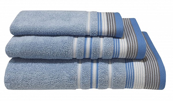 Πετσέτα ΚΟΜΒΟΣ Satin Stripe Πεννιέ 450γρ/m2 100% Cotton Χειρός Light Blue 30x50