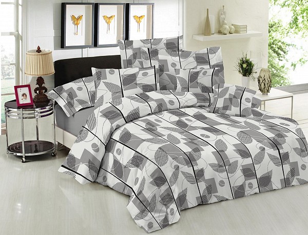 Παπλωματοθήκη Le Blanc Premium Cotton 100% Leaves Grey Μονή 160x240
