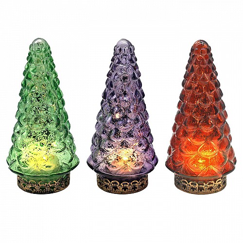 Φανάρι led γυάλινο δέντρο φαντεζί αντικέ 15,5x7,5cm Xmasfest 1133543