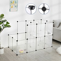 SONGMICS Guinea Pig Playpen, DIY Plastic Modular Fence, White LPC03W