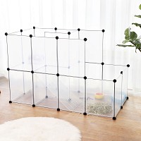 SONGMICS Guinea Pig Playpen, DIY Plastic Modular Fence, White LPC03W