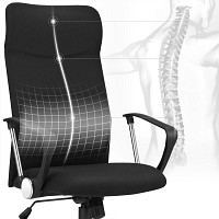 SONGMICS OBN034B01 Office Chair Ergonomic Swivel Chair Padded Seat Fabric Cover Adjustable and Tiltable up to 120 kg Load Capacity Black