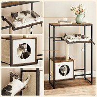FEANDREA PCT112X01 Cat Scratching Post 2-in-1 Furniture Vintage Brown