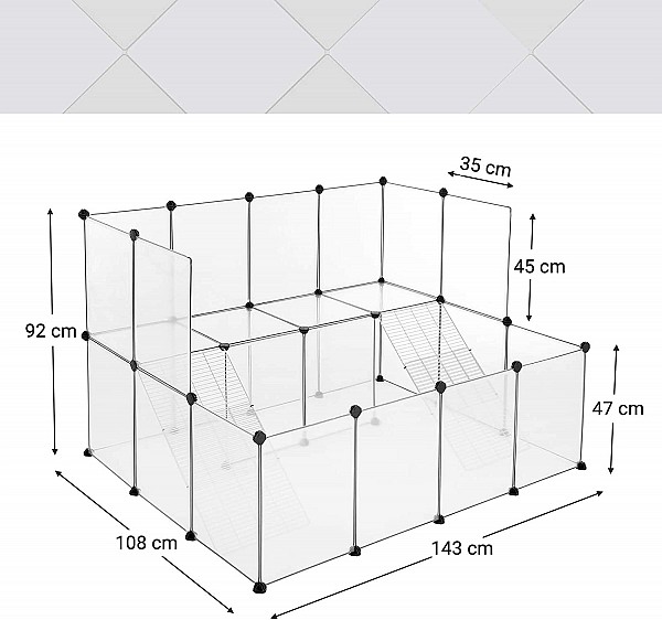 SONGMICS Guinea Pig Playpen, DIY Hutch Cage for Small Pet, White LPC004W01