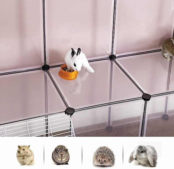 SONGMICS Guinea Pig Playpen, DIY Hutch Cage for Small Pet, White LPC004W01