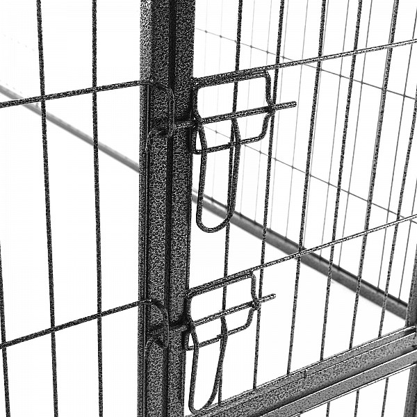 FEANDREA 8-Panel Pet Playpen, Iron Dog Cage, Heavy Duty Pet Fence, Puppy Whelping Pen, Foldable and Portable, 77 x 60 cm, Grey PPK86G
