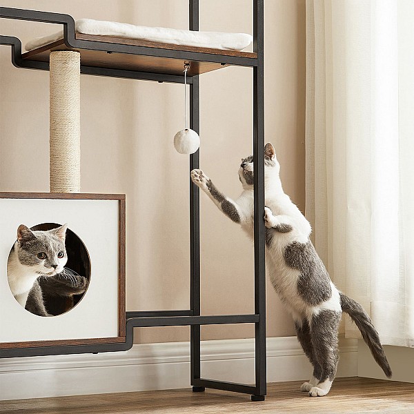 FEANDREA PCT112X01 Cat Scratching Post 2-in-1 Furniture Vintage Brown