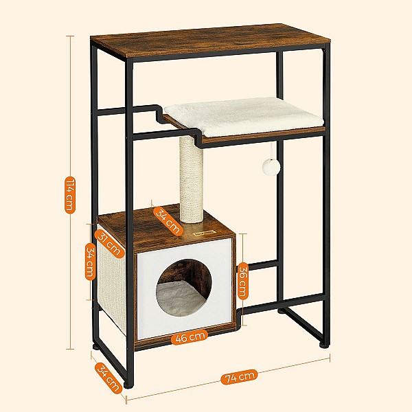 FEANDREA PCT112X01 Cat Scratching Post 2-in-1 Furniture Vintage Brown