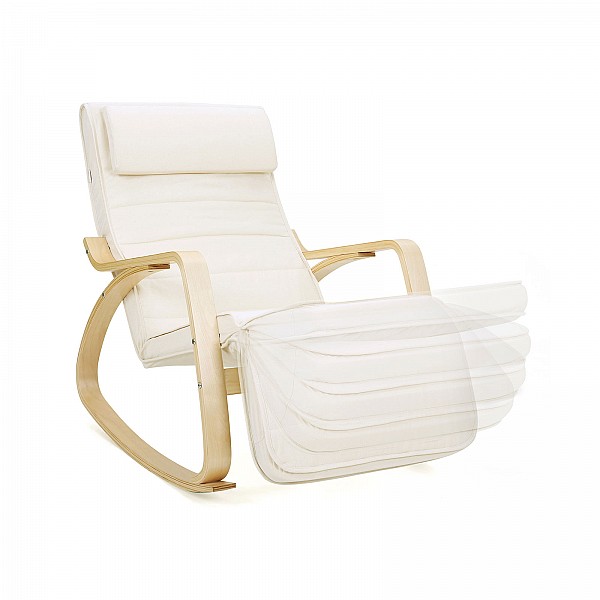 SONGMICS Sunlounger Relaxing Rocking Chair with Adjustable Footrest Max Load: 150 kg Beige LYY10M