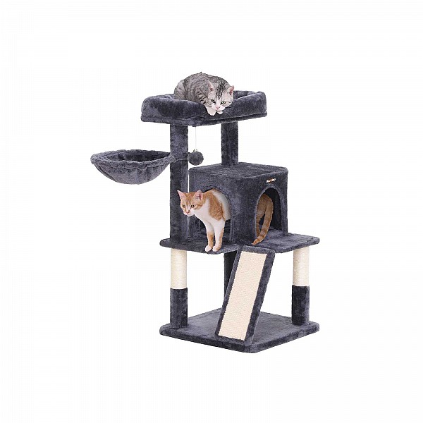 FEANDREA Cat Tree, Cat Tower, Widened Perch for Large Cats, Smoky Grey PCT51G