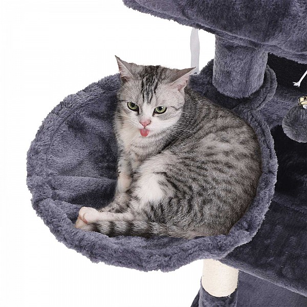 FEANDREA Cat Tree, Cat Tower, Widened Perch for Large Cats, Smoky Grey PCT51G